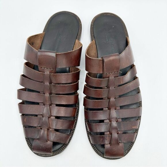 Tommy Bahama Vintage Slip-On Mule Dark Brown Leather Fisherman Sandals Sz 10 - Picture 6 of 15